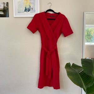 Boohoo red midi dress size 10